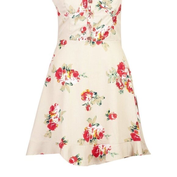 Nwt- Boohoo-Floral Sweetheart Ruffle Hem Shift Dress - Picture 13 of 15